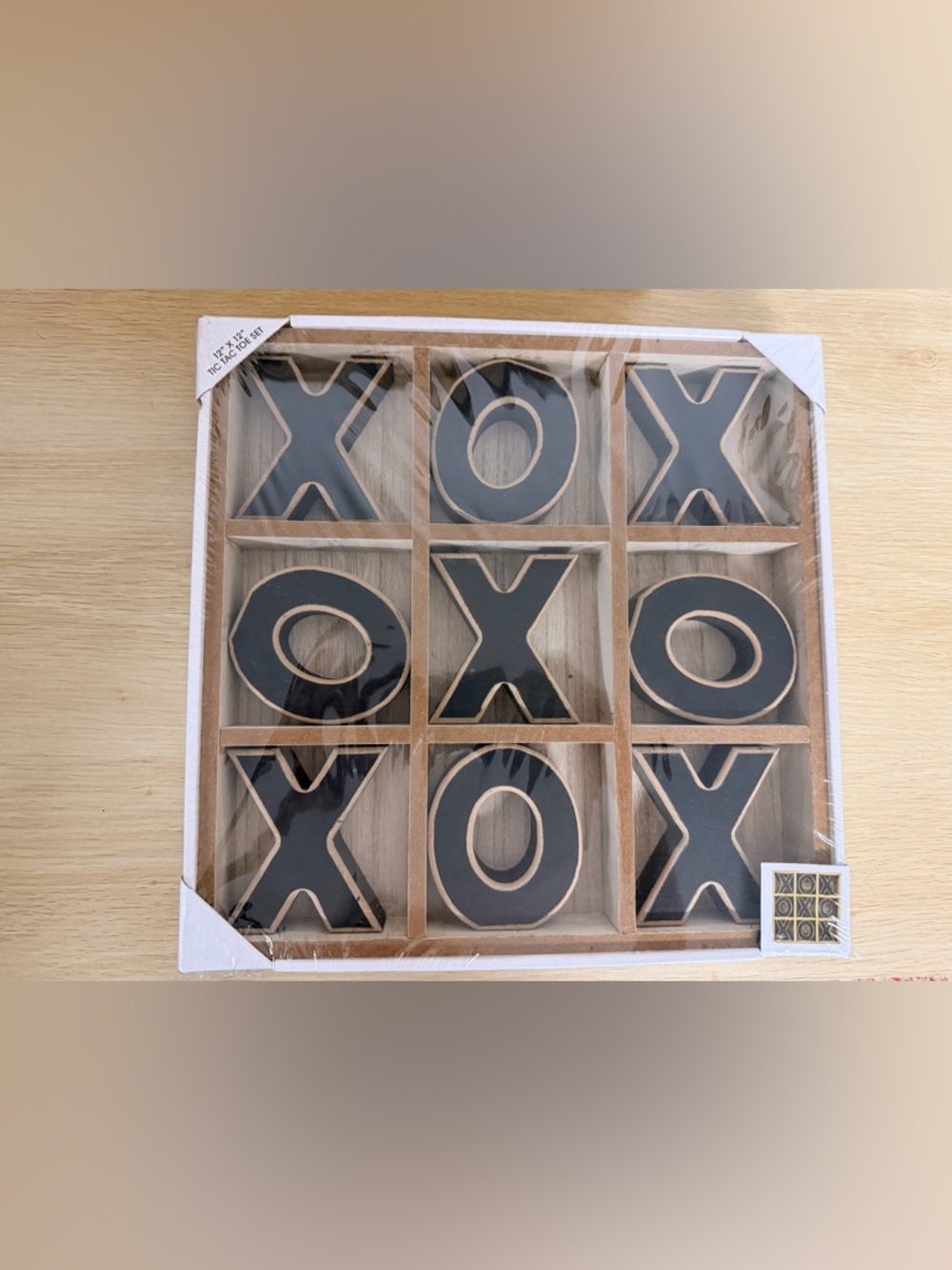 Wooden Black & Natural Tic Tac Toe set